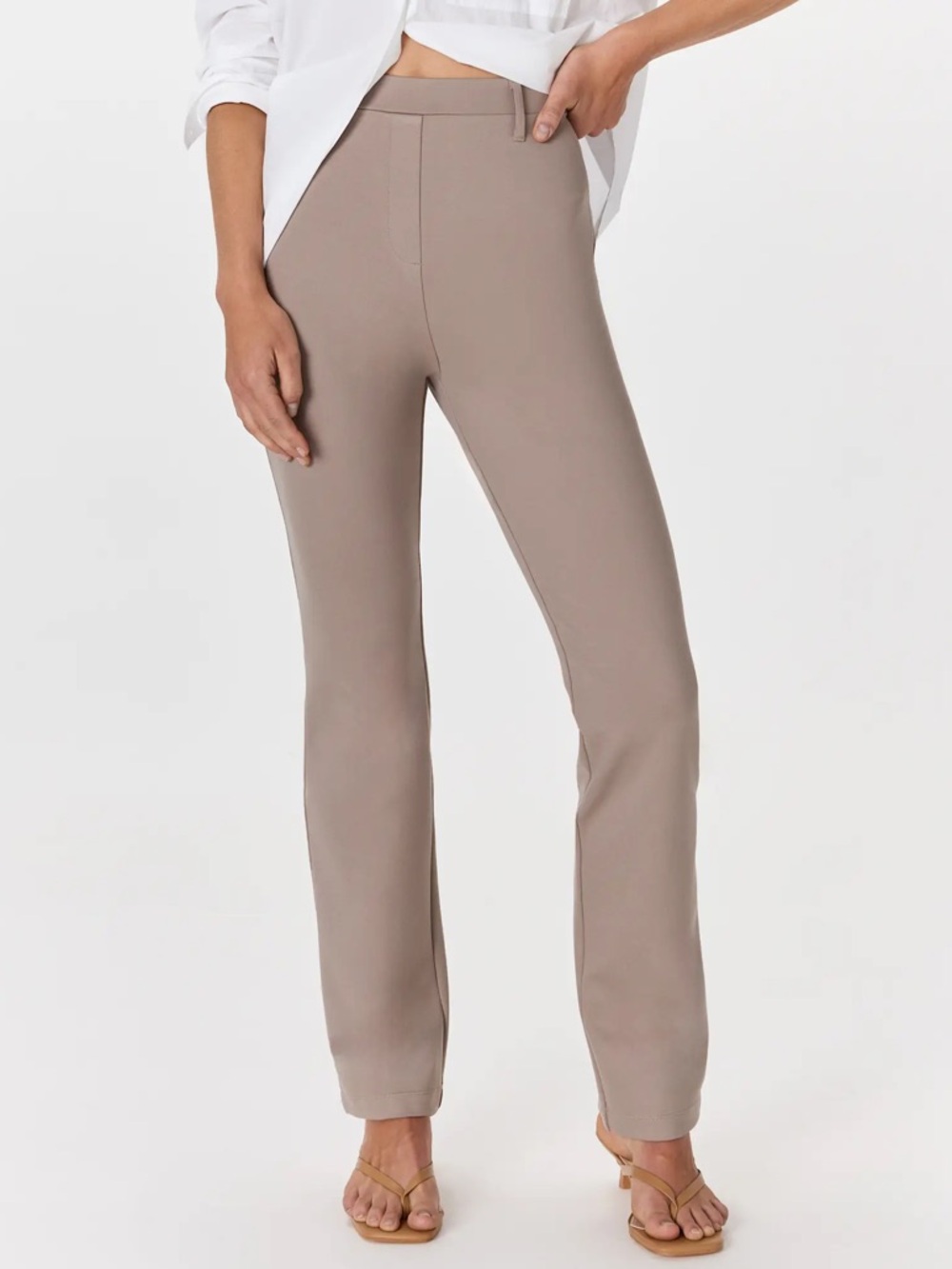 QUINCE Pants NWT Ultra Stretch Ponte Straight Leg Pull On in Morel Grey Size XS